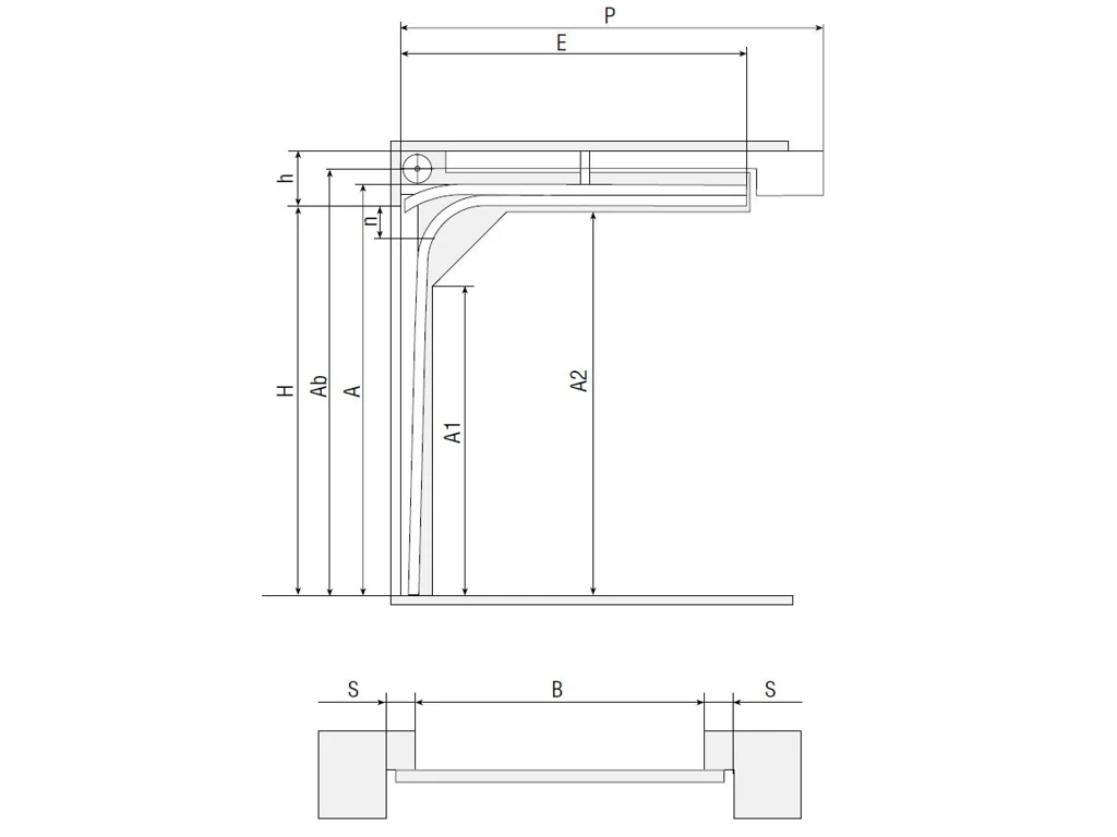 Схема низкого подъёма гаражных ворот DoorHan с барабаном спереди