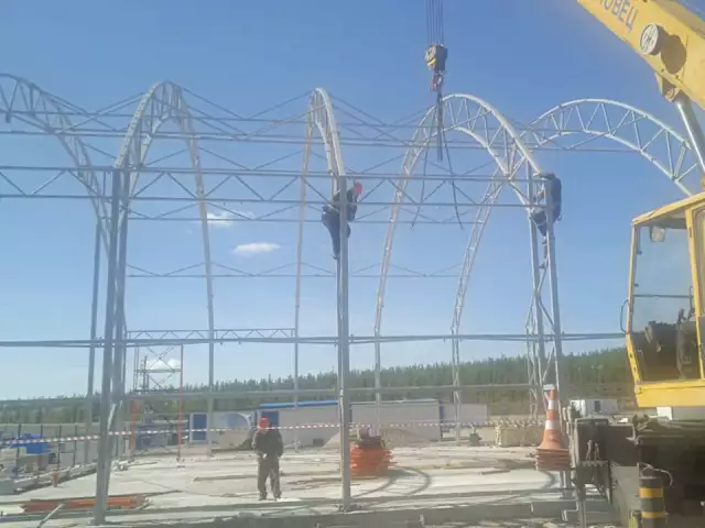 Каркасно-тентовый ангар с модульным помещением внутри, фото 9