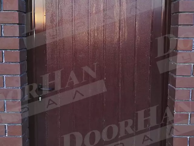 Распашные ворота DoorHan с отдельной калиткой из сэндвич-панелей доска, фото 3