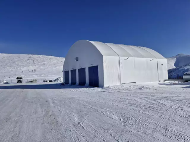 Каркасно-тентовый ангар с модульным помещением внутри, фото 3