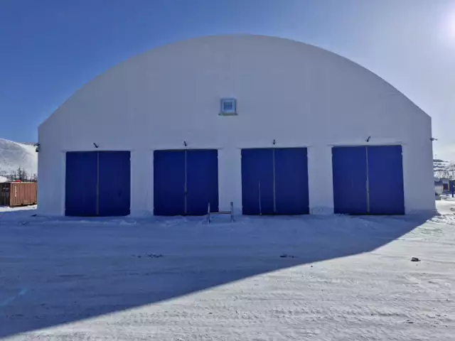 Каркасно-тентовый ангар с модульным помещением внутри, фото 2